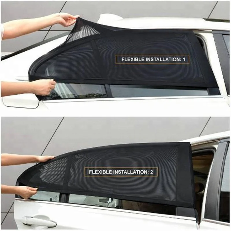 

2PCS Car Window Net Sunshade Curtain UV Protection Car Window Mesh Sun Visor Anti Mosquito Net Window Covers Mosquito Repellent
