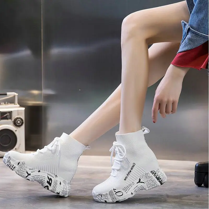 

Women Flat Platform Shoes Fashion Women's Height increasing Casual Sneaker Women Flats zapatos de mujer knit weave shoes A11-07