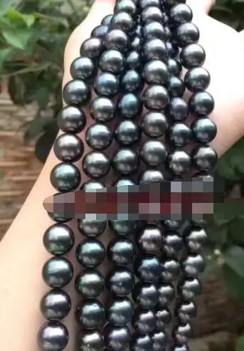 

Long 48"AAA 10-11 mm REAL Tahitian round BLACK multicolor pearl necklace