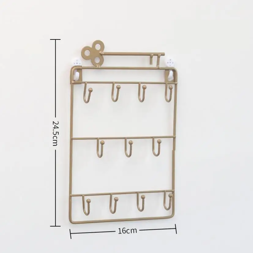 Современный простой креативный держатель для ключей, настенная вешалка для ключей, вешалка для сережек, колец, ожерелья, крючки для хранения, полка для домашнего декора, крючком, GY054 - Цвет: Золотой