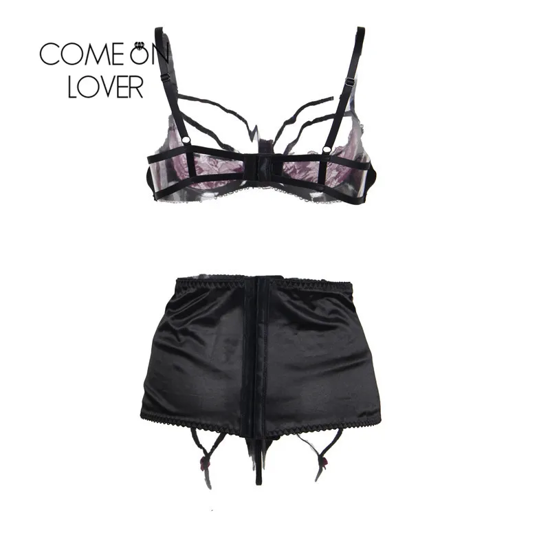 Comeonlover Half Cup Lingerie Thin Temptation Purple Open Bust Bra Set Plus Size Hollow Out Bandage Women Lingerie Set RI80418 Comeonlover Half Cup Lingerie Thin Temptation Purple Open Bust Bra Set Plus Size Hollow Out Bandage Women Lingerie Set RI80418