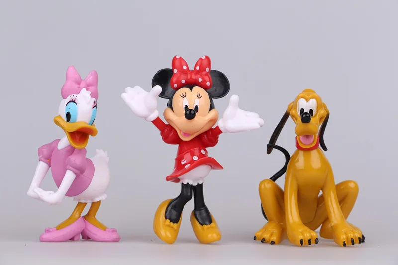 Disney игрушки 6 шт./компл. 10 см Микки и Минни Маус Мышь «Дональд Дак» Плутон Гуфи из ПВХ, движущаяся фигурка, модель игрушка для малышей Рождественский подарок
