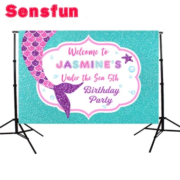 

Sensfun Cartoon Little Mermaid Newborn Custom Photo Studio Backdrop Background Vinyl 220x150cm