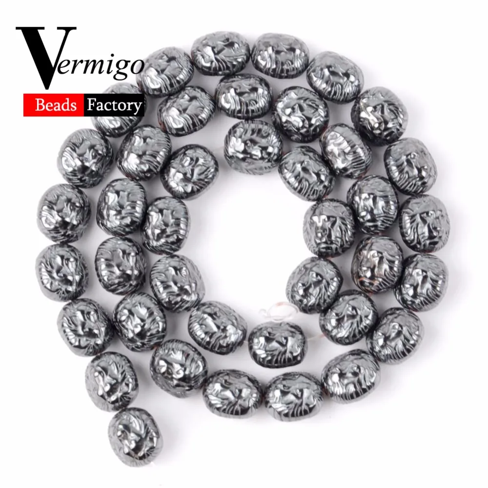

Wholesale 10x10mm Natural Stone Lion Hematite Beads Accessories Charm Beads For Jewelry Making Diy Bracelet Necklace 20pcs/lot