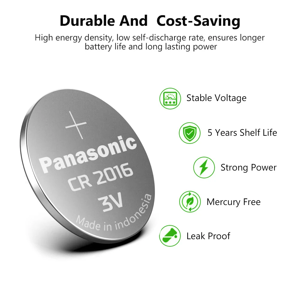 5 шт. бренд для PANASONIC cr2016 BR2016 DL2016 LM2016 KCR2016 ECR2016 3 В Кнопка ячейка монета литиевые батареи для часов