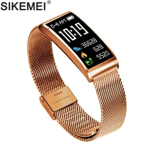 SIKEMEI модные спортивные Фитнес умный Браслет Сталь запястье Водонепроницаемый сердечного ритма крови Давление кислорода для iPhone, Android