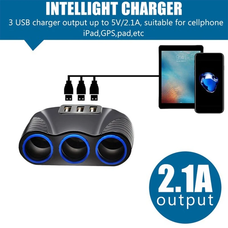 USB Зарядное устройство прикуриватель автомобиля 12 V-24 V Splitter гнезда Подключите светодиодный Зарядное устройство Адаптер 5В 3.1A телефон MP3 коврик в автоматическое электронное