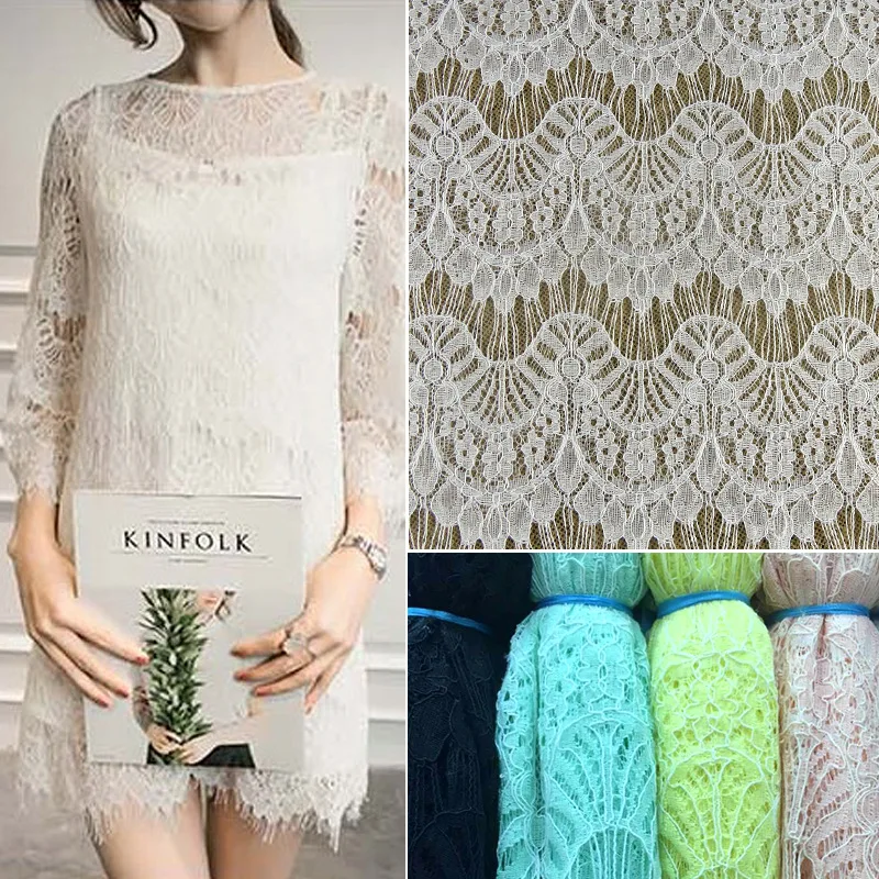 ZOTOONE Width 150cm Eyelash Siamese Wavy Fashion Dress Lace Fabric Flowers Needlework Accessories French Ribbon E | Дом и сад