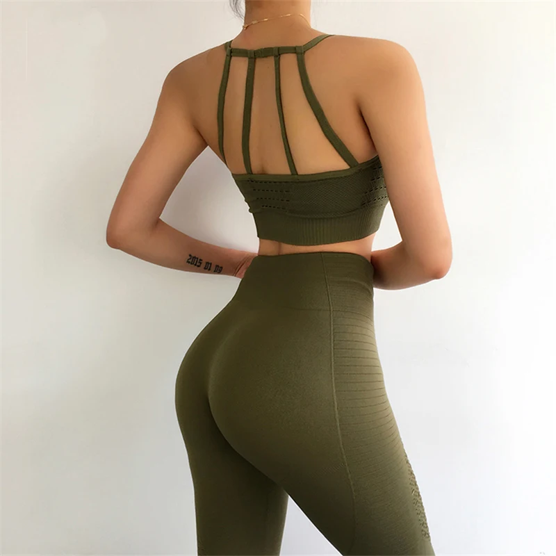 Yoga Set Sport Wear Women Sports Suit Fitness Gym Clothing Seamless Sports Bra Leggings Workout Running Tracksuits Dropshipping