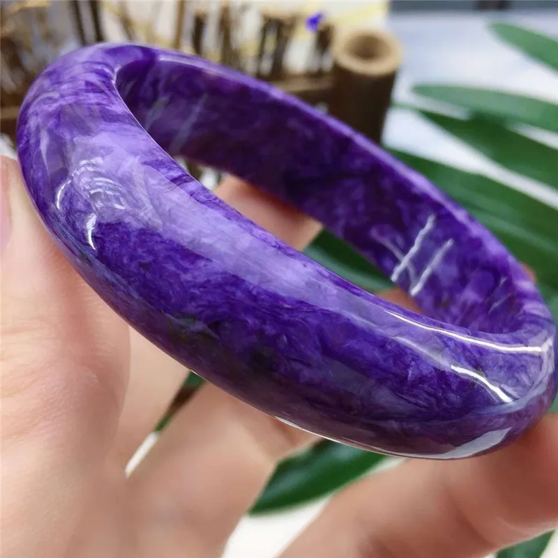 

55.5mm Genuine Natural Purple Charoite Bangles Gemstone Crystal 15.5x8mm Size For Women Female Gift Fashion Bangle Certificate