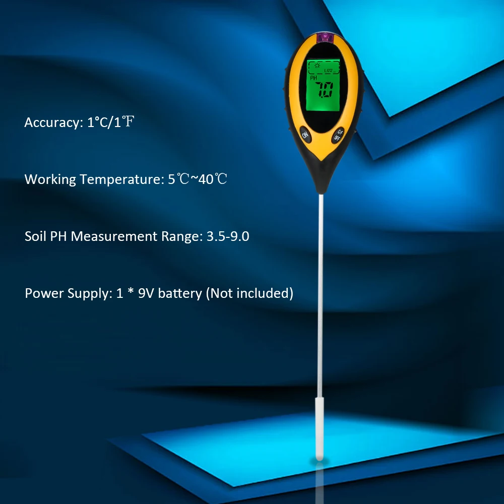4 In1 ЦИФРОВОЙ Влагомер почвы PH влаги Влагомер почвы s детектор Мультитул солнечного света/Влажность/значение рН/нагревательный прибор для растений