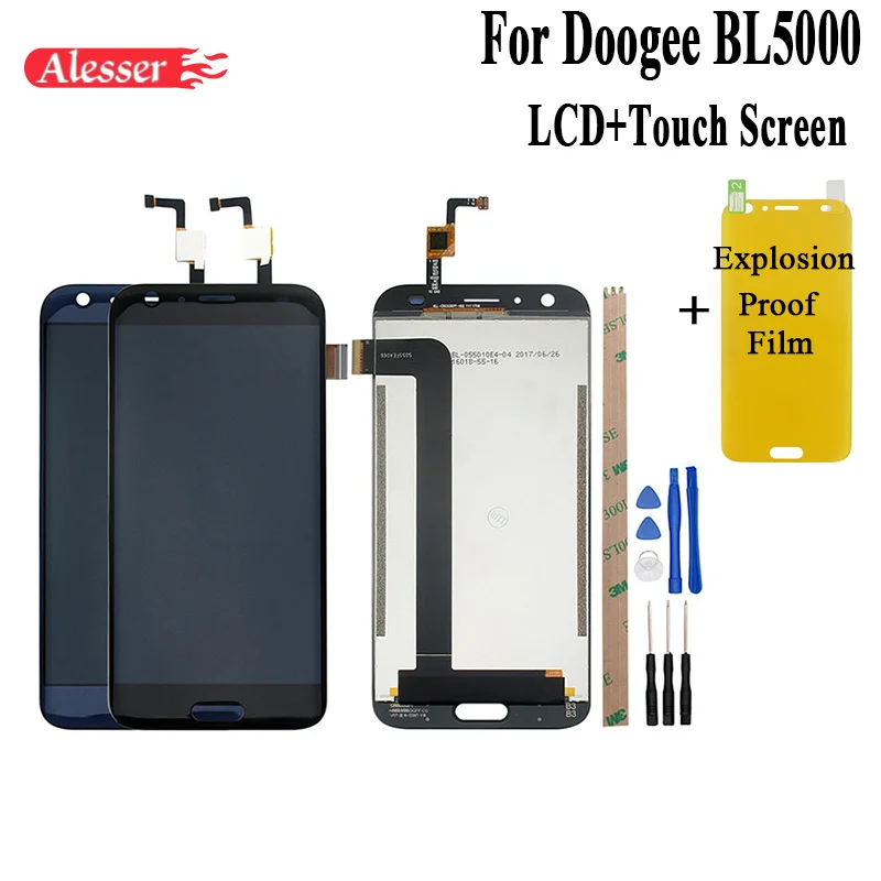 

Alesser For doogee BL5000 LCD Display and Touch Screen Assembly Repair Parts 5.5 Inch Replacement +Tools +Film For doogee BL5000