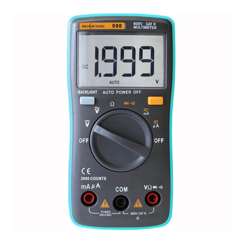 

RM098 Digital Multimeter 2000 counts Auto-Ranging AC/DC Ammeter voltage meter Voltmeter Ohm