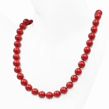 Ожерелье в богемном стиле из искусственных коралловых бусин для женщин, 8, 10, 12, 14 мм, круглая красная цепочка, ожерелье, s Strand, колье, ювелирное изделие, 18 дюймов, A587