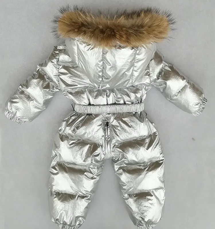 -30 degrees Russian Winter Boys Girls 1-3Y Winter Overalls Baby Rompers Duck Down Jumpsuit Real Fur Collar Children Outerwear (6)
