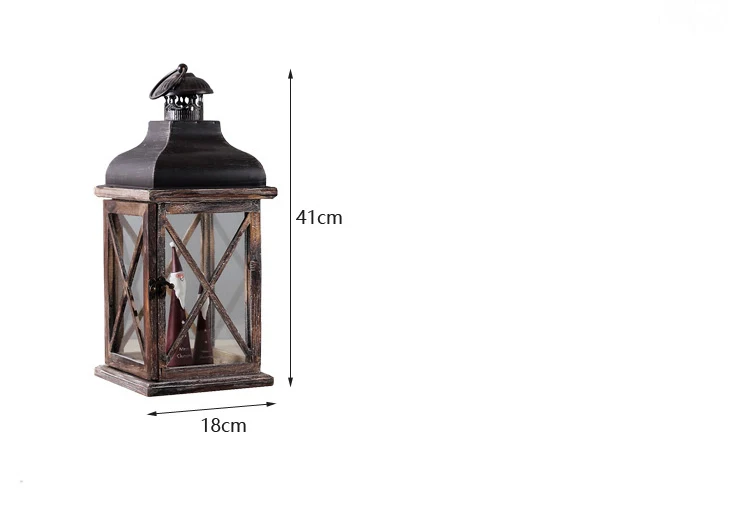 41 см деревенский деревянный ретро-фонарь, подвесной светильник, деревянная декоративная свеча, деревянный дом, подсвечник, украшение для дома
