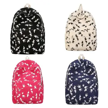 

Canvas Bird Printed Backpacks Casual Women Shoulder Travel Teenager Girls Zipper Rucksack School Bag school backpack women