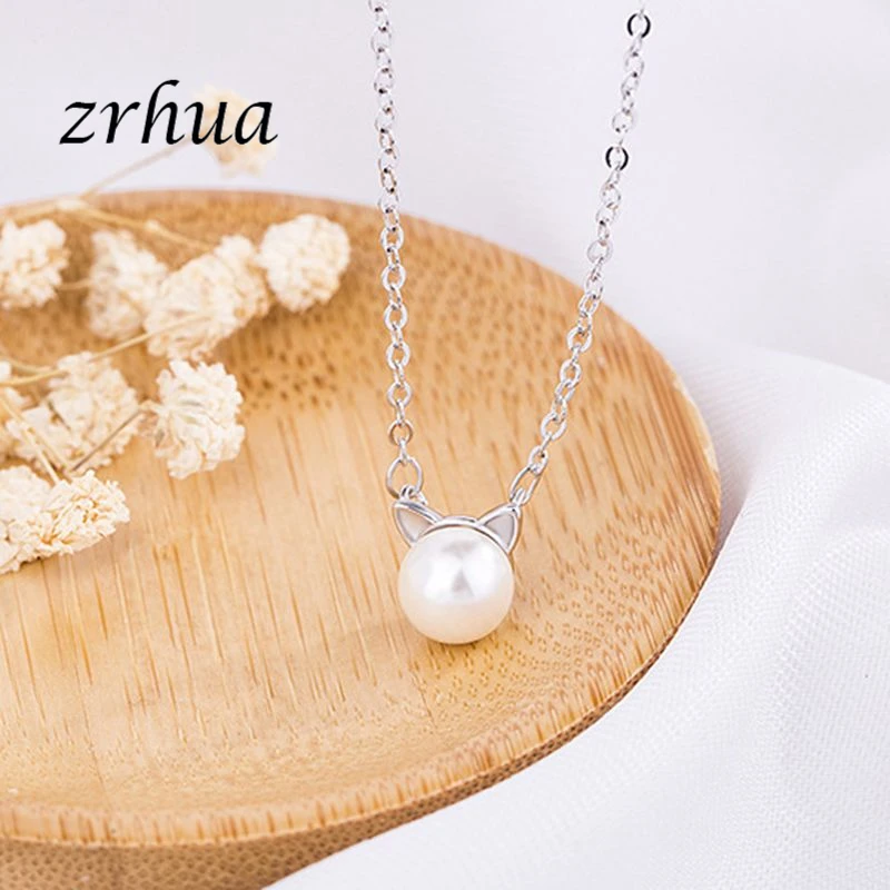 Модное серебряное 925 оригинальное ожерелье ZRHUA на шею с фианитами подвески