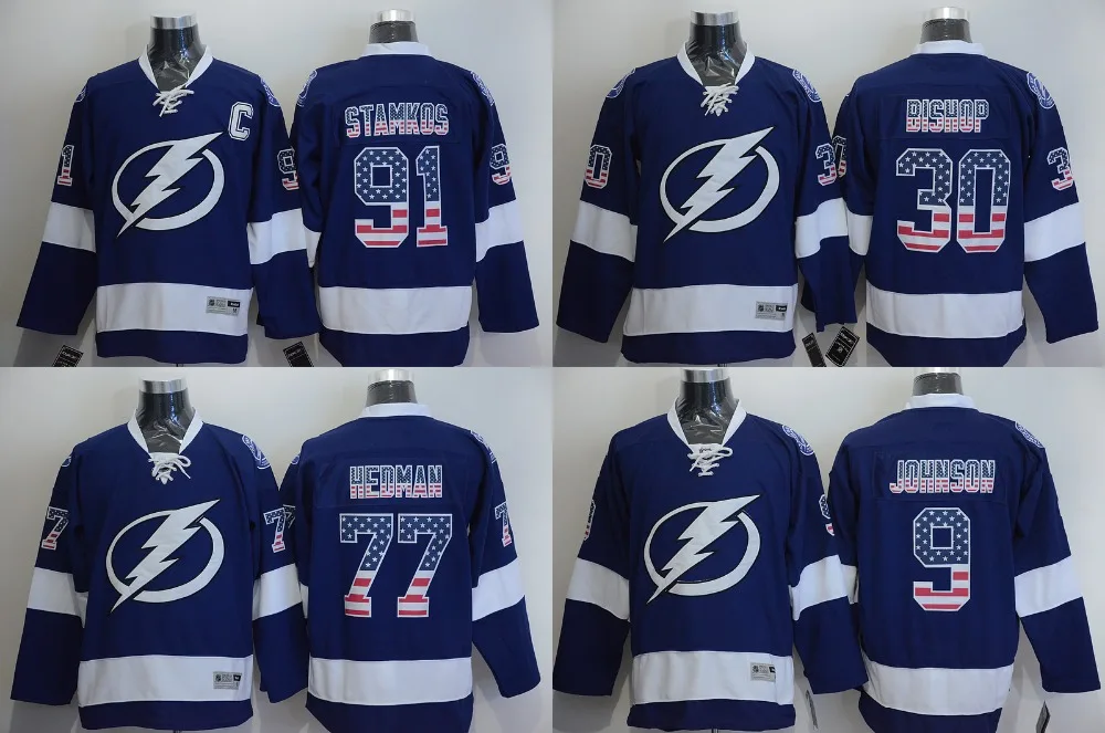 #91 Стивен Stamkos Джерси мужская Молнии 77 Пьер Turgeon 30 бен Бишоп 9 Тайлер Джонсон