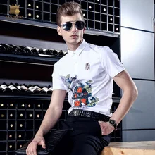 Fanzhuan/, новая модная повседневная мужская рубашка с короткими рукавами, летняя белая креативная дизайнерская рубашка с принтом 713111