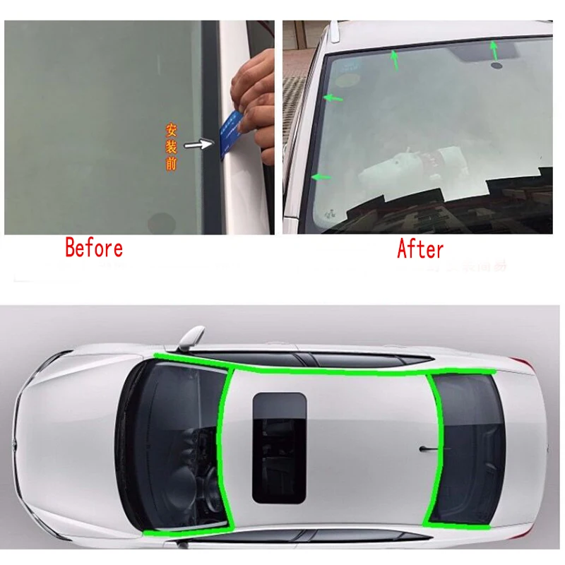 Лобовое стекло автомобиля края зазор резиновый звук уплотнение полосы стикер для Volvo S60 XC90 V40 V70 V50 V60 S40 S80 XC60 XC70 Nissan Qashqai