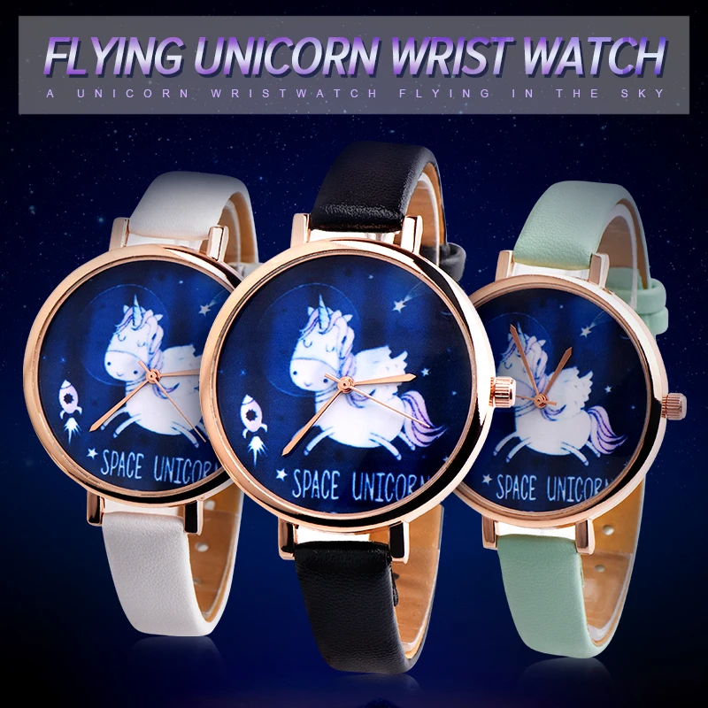

Brand New 1pc unisex Girls boys leather watch Fashion Cute Animal Unicorn Students Quartz Laides Wrist watches Montres