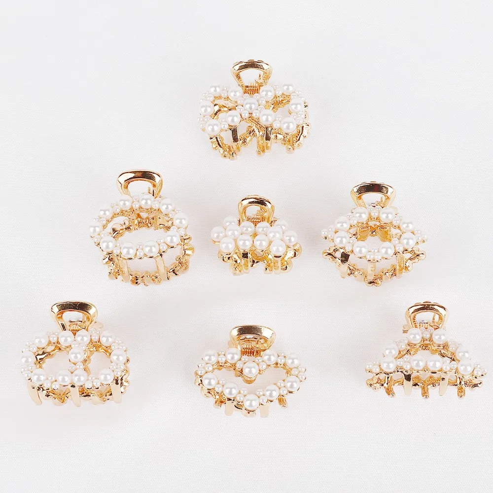 1Pc Luxury Rhinestone Pearls Metal Geometric Hairpins Crab Hair Claws butterfly hair clips for Girl Styling Accessories Headwear