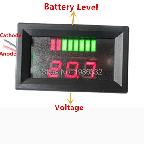 WS16 DC 12 В кислотный свинцовый индикатор для аккумулятора емкость аккумулятора красный светодиодный тестер дисплея с Вольтметр