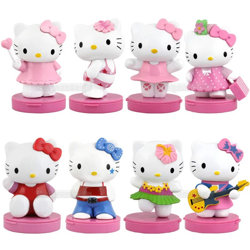 

Hello Kitty 8 style doll car decoration anime action toy figures toys for children anime hello kitty 8-piece commemorative gift
