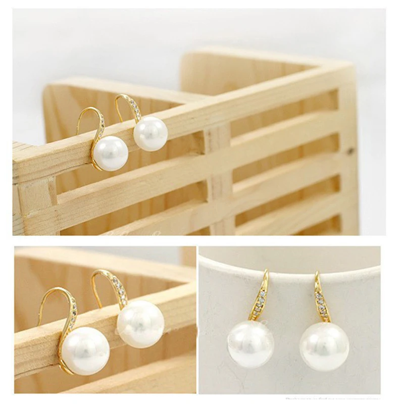 Neue Design Einfache Simulierte Perle Ohr Schmuck Gold-Farbe Ohrringe für Frauen Hohe Qualität Kristall Ohrring Kostenloser Versand