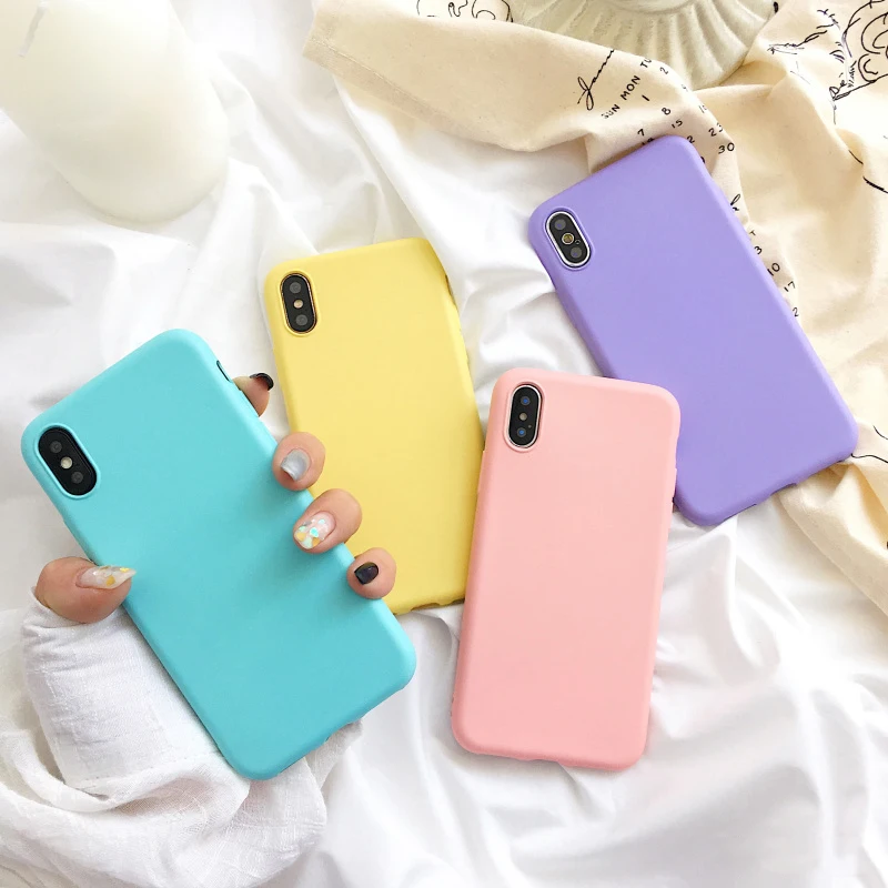 Candy colors phone case for iphone X 8 8Plus matte Soft silicon For 6 6s 6Plus 8plus back cover |