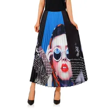 Тренд-сеттер Осенняя модная шифоновая юбка Женская высокая талия печать плиссированная юбка женская