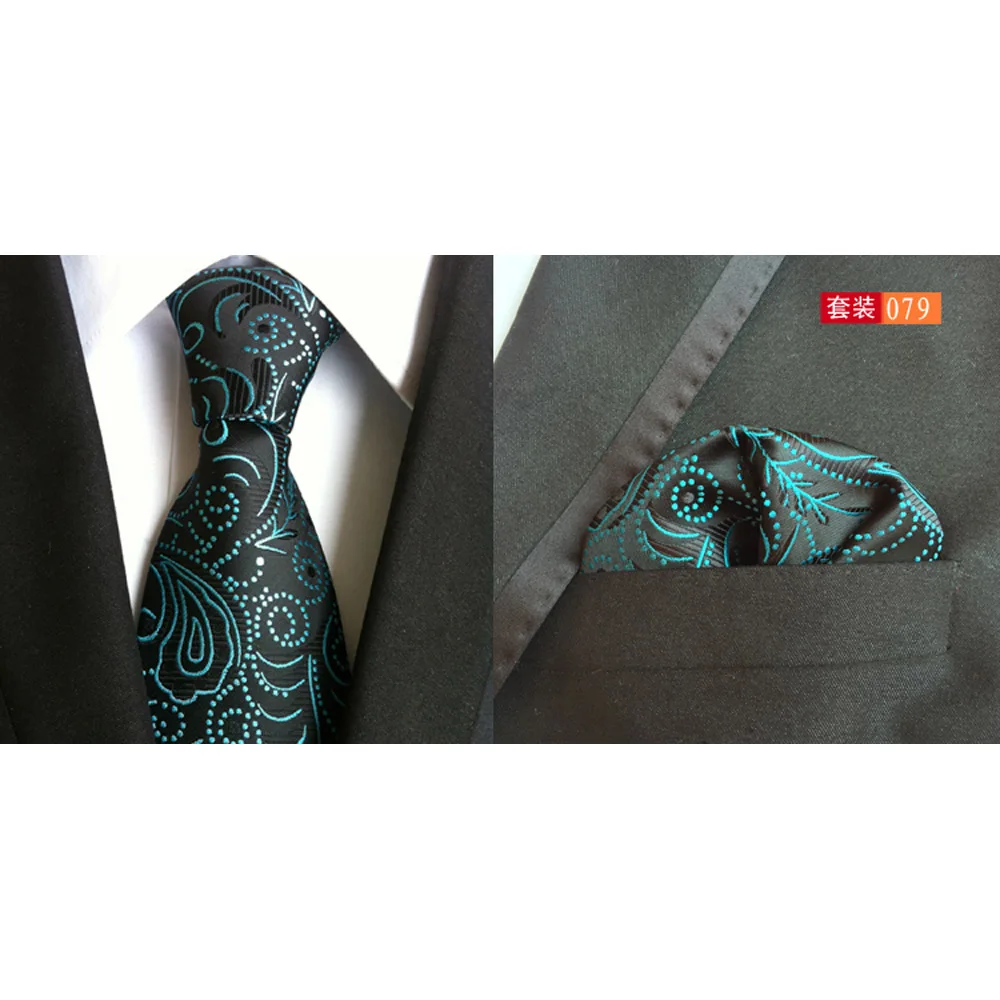 Мужской Галстук Пейсли узор в горошек платок галстук карман квадратный набор HZTIE0311 - Цвет: 079