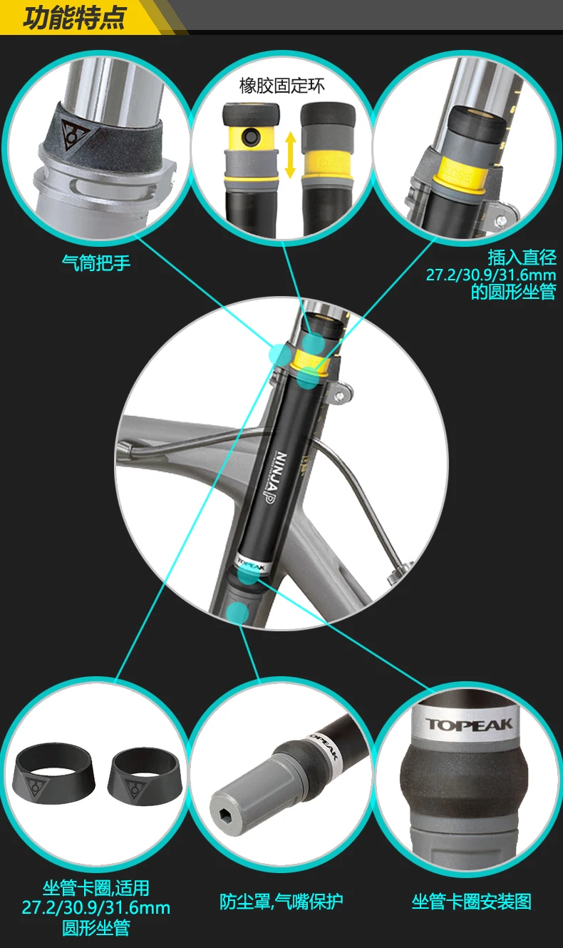 Topeak ниндзя P велосипедный мини давление насос дорожный велосипед 160psi Presta клапан портативный насос ЧПУ Надувное Велосипедное Сиденье скрытая