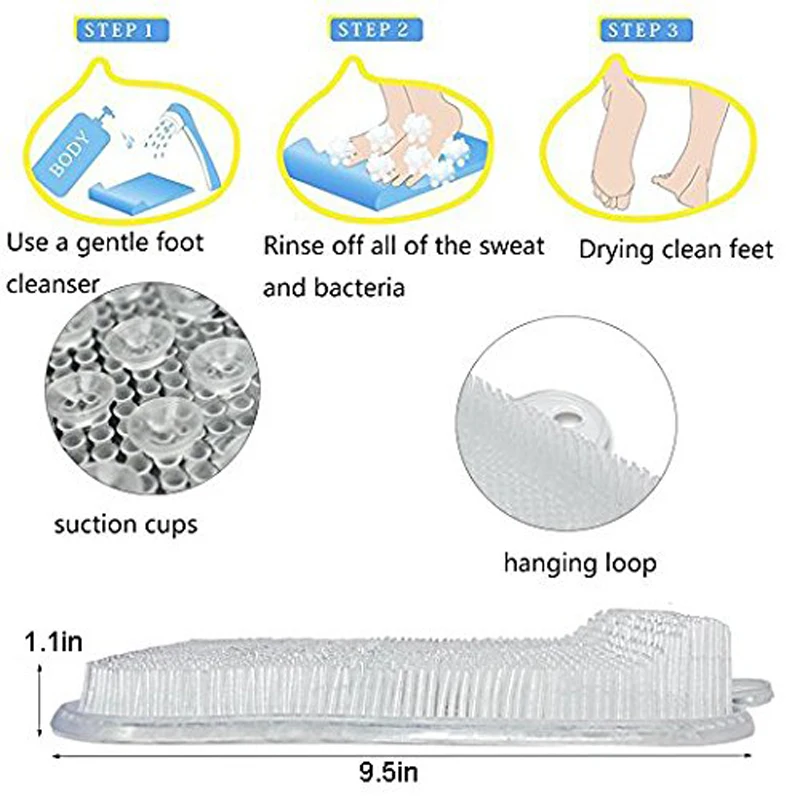 1 шт. очиститель для ног для душа, массажер, коврик для ванной комнаты, противоскользящая лента, улучшает циркуляцию ног, удаляет омертвевшую кожу