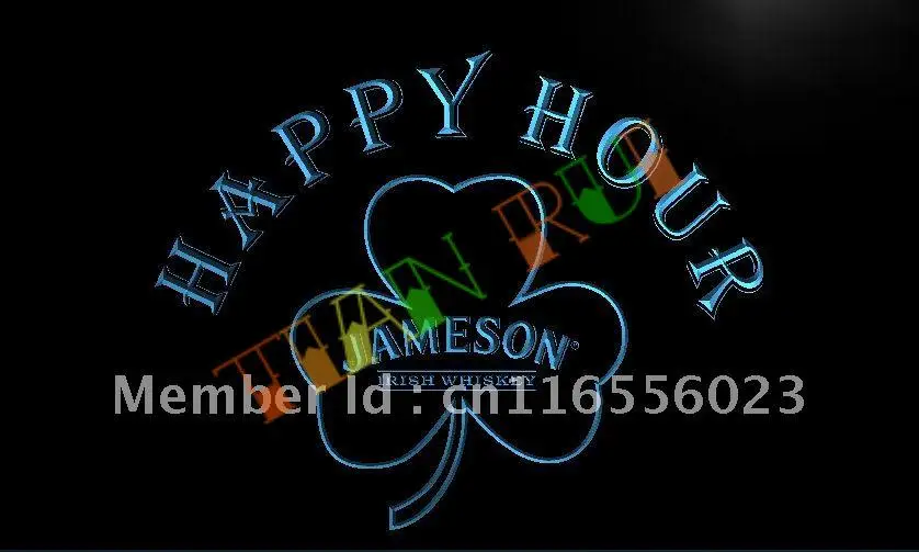 

LA650- Jameson Whiskey Shamrock Happy Hour Bar LED Neon Light Sign