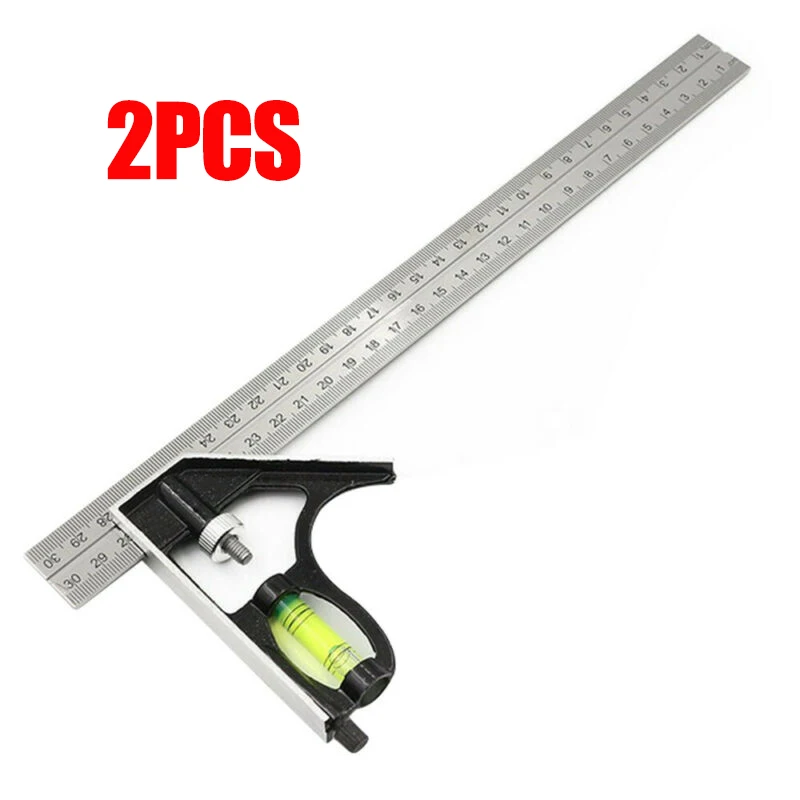 

2 Pcs Angle Ruler 300mm Adjustable Square Measuring Tools Wear resistant Useful