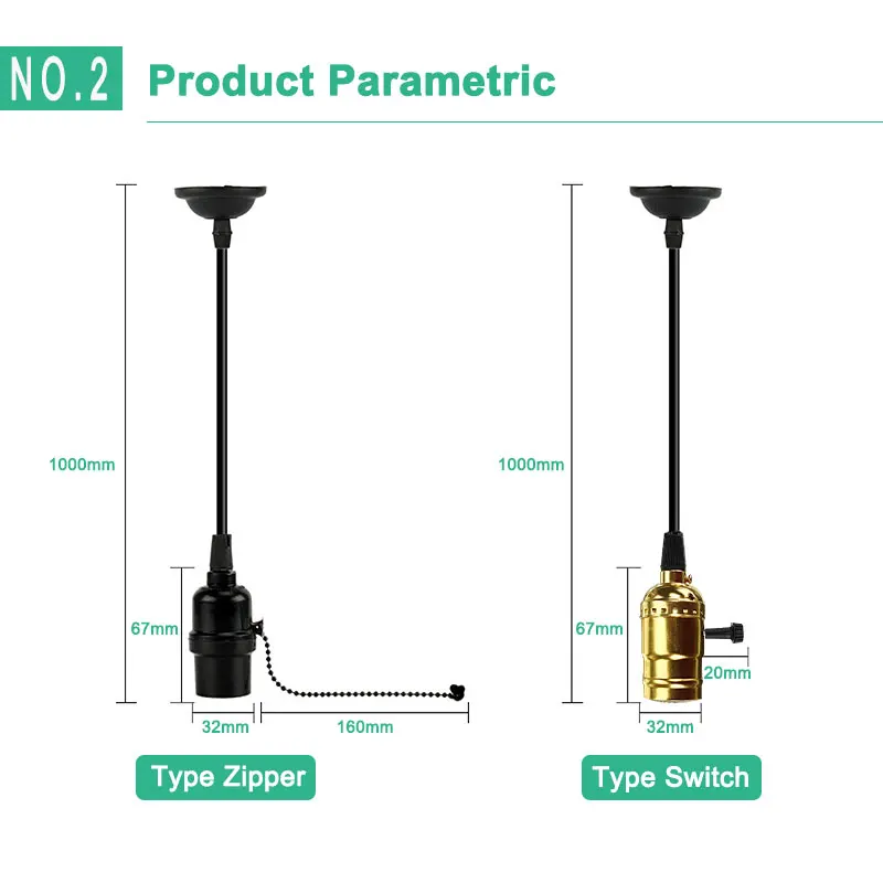 Gitex Цоколи E27 Ретро Винтаж Эдисон лампы держатель застежки-молнии/включение/выключение светильника розетка промышленная лампа Подвески лампа на веревке базы