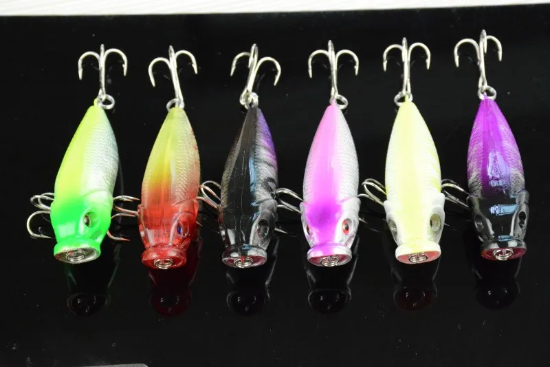 mix 4 colors 400pcs FISHING LURES TOP WATER HOOK WALLEYE 9.2g 6.5cm Popper Hard Baits tackle