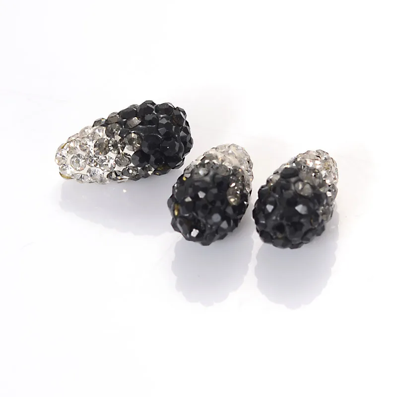 

Melia 5 Pcs 15x9mm Double Color Pave Crystal Poly Clay Charm Teardrop Waterdrop Spacer Beads For Diy Jewelry Making Accessories