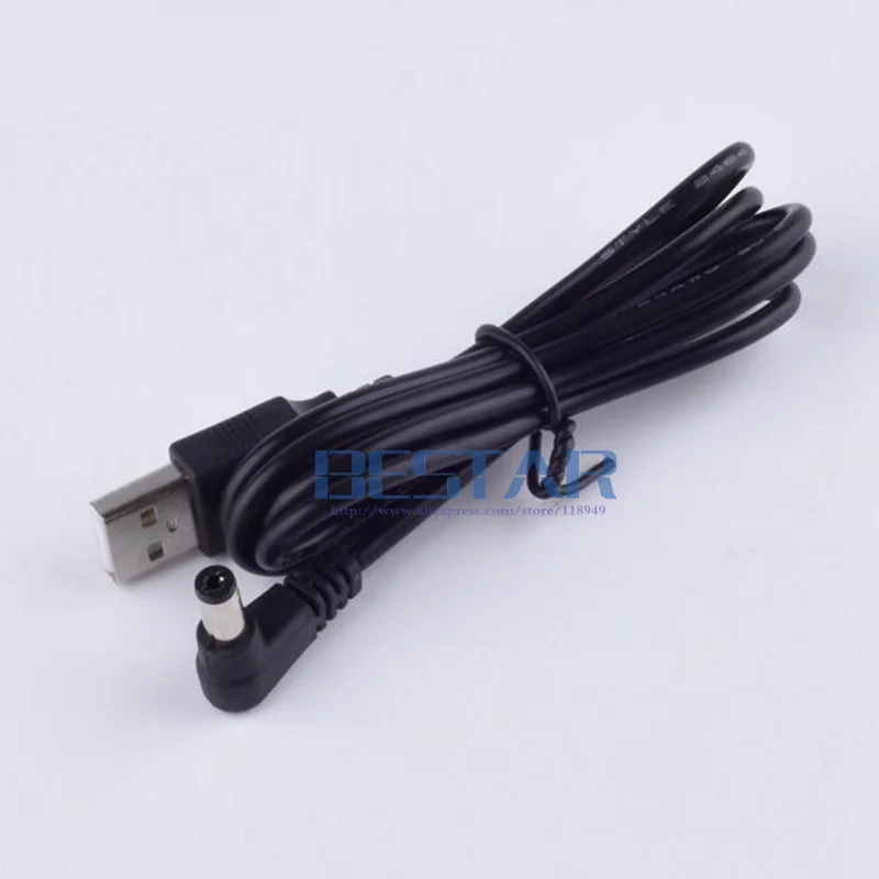 Black DC power plug USB convert to 5.5*2.1mm/DC 5521 L Shape Jack 5.5 mm x 2.1 mm 5.5x2.1mm right angle charging charge cable 1m