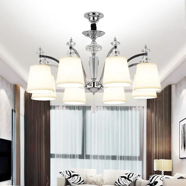 Lustre moderno cristal LED lámpara Iluminación cromo metal comedor ... Lustre moderno cristal LED lámpara Iluminación cromo metal comedor ...