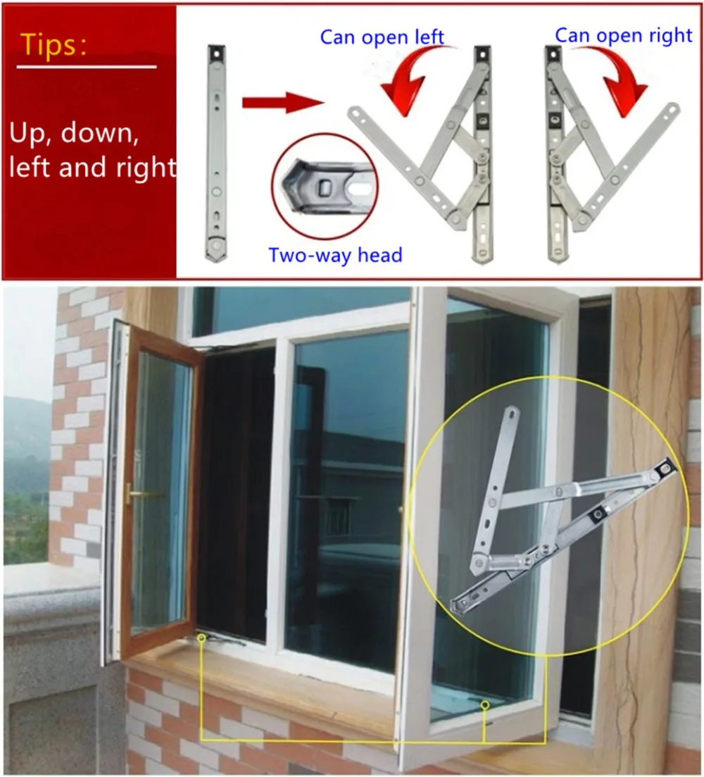 2pcs-пластиковые стальные окна качели алюминиевый сплав раздвижные опоры Висячие оконные петли 304 нержавеющая сталь кронштейн ветровой стойки