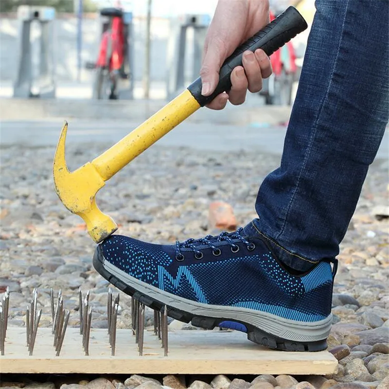 

Men's Summer Breathable Steel Toe Cap Work Safety Shoes Men Outdoor Anti-slip Steel Puncture Proof Construction Safety Boots