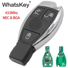 WhatsKey 3 Buttons 433MHz Smart Remote Key For Mercedes Benz 2000+ NEC&BGA type replace NEC Chip MB C E W222 W211 W210 W204 xhorse vvdi mb nec elv adaptor for vvdi mb bga tool to renew