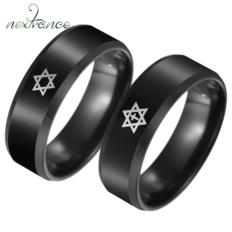 

Nextvance Star of David Hexagram Rings Cross Crucifix Finger Ring for Christmas Gift Religious Protection Jewelry Anime