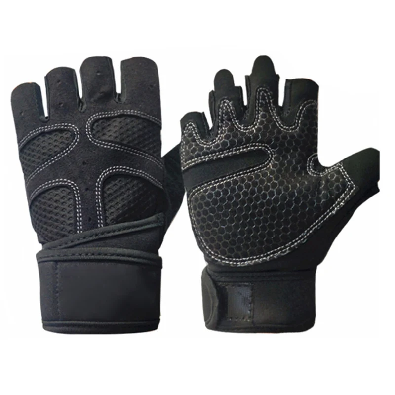 1 Pair Weightlifting Crossfit Gloves Body Building Gym Fitness Gloves Hand Pads Non-slip With Wrist Exercise Training Gym Gloves