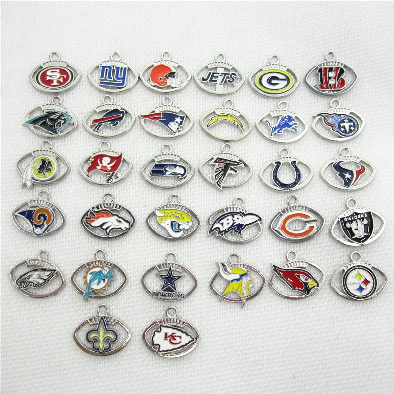 320pcs Mix 32 designs America Football Team charm sports Hanging Dangle