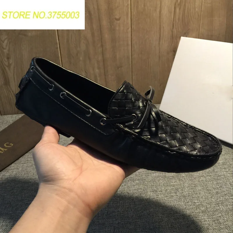

2018 Men Shoes luxury Brand Braid Leather Casual Driving Oxfords Shoes Men Loafers Moccasins Italian Shoes for Men Flats