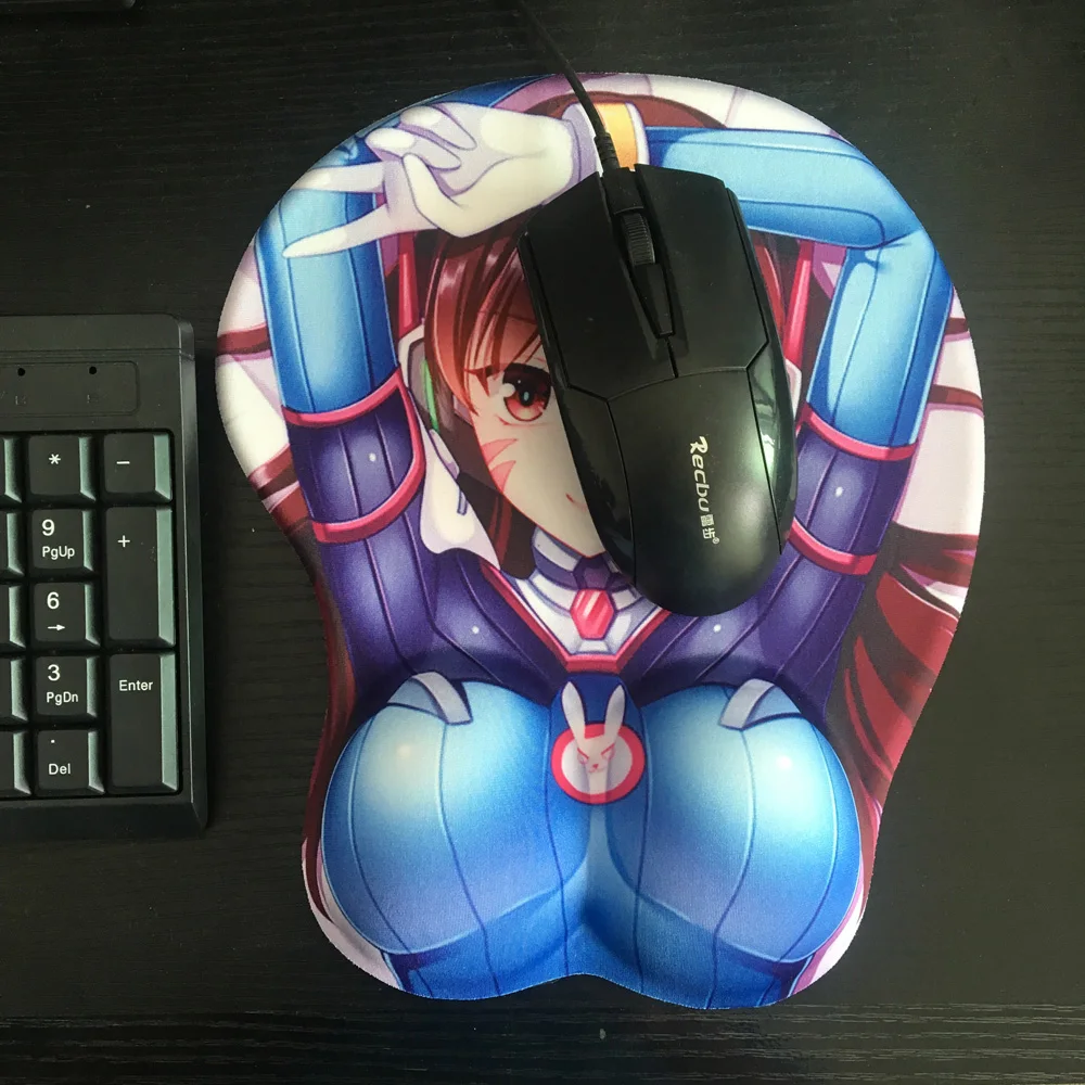 Пикантные груди мягкий в стиле хип кремния 3D Мышь Pad OW D.VA игровой коврик для